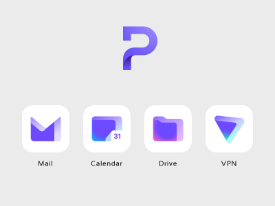 Макет значков новых продуктов Proton Mail