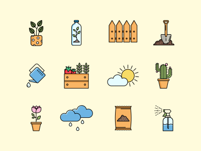 Макет набора иконок для садоводства