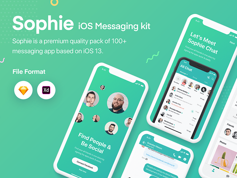 Макет демо-версии комплекта пользовательского интерфейса приложения Sophie Messaging App