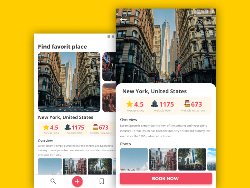 Макет экрана приложения Travel