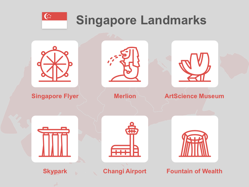Макет иконок ориентира Сингапура