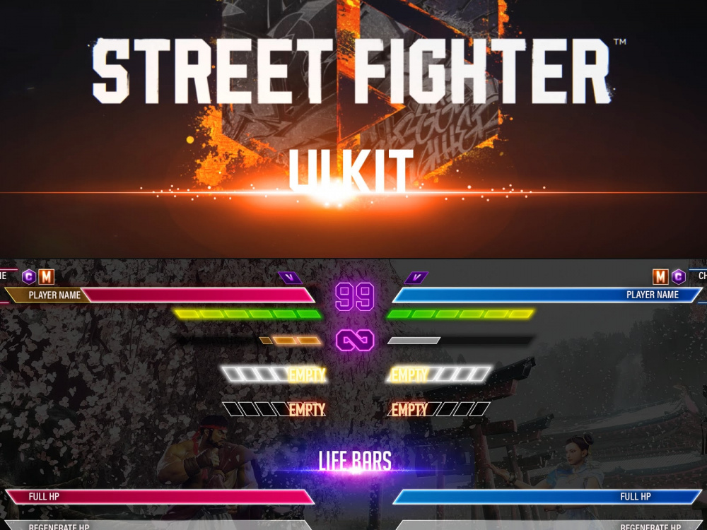 Street Fighter 6 UI Kit Sketch Ресурс