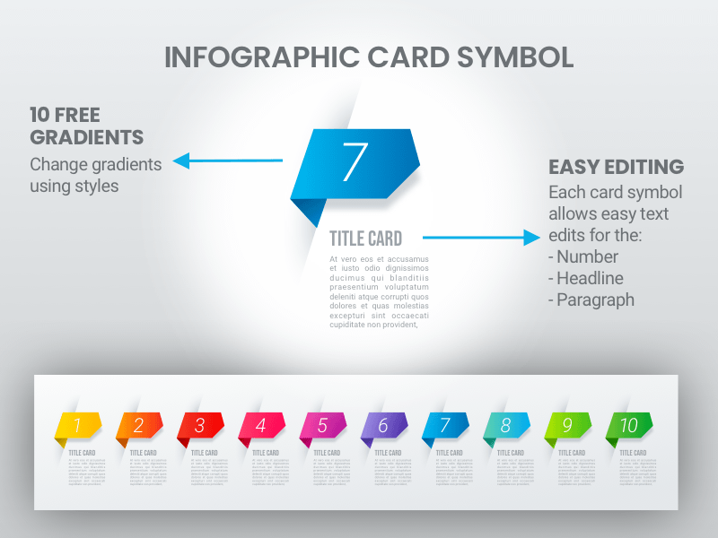 Макет Gradient Infographic Card Symbols Sketch