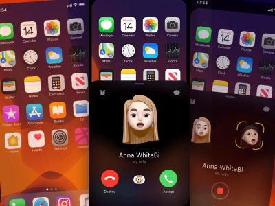 Макет новой концепции Animoji Call Screen