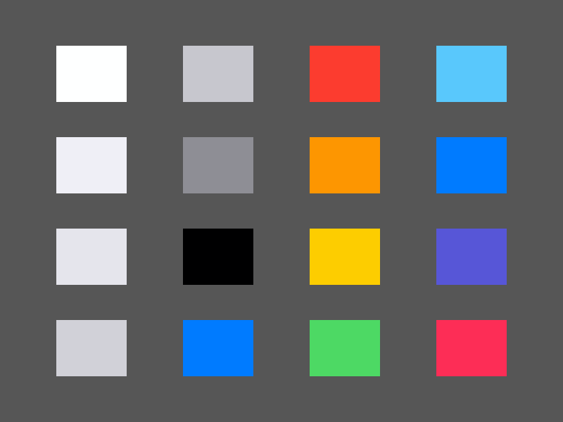 Макет цветовой палитры iOS
