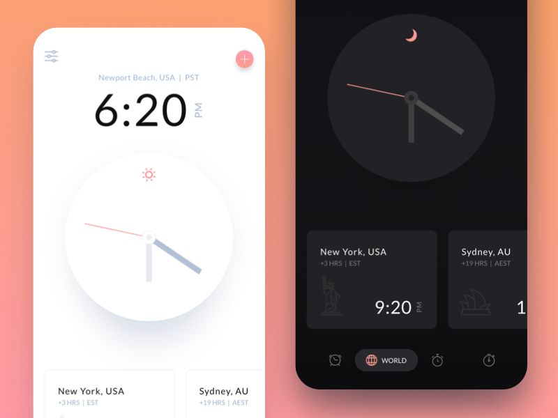Макет приложения часов iOS