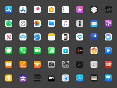 Макет 49 иконок для Apple iOS