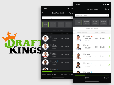 Дизайн экрана DraftKings Fantasy Sports