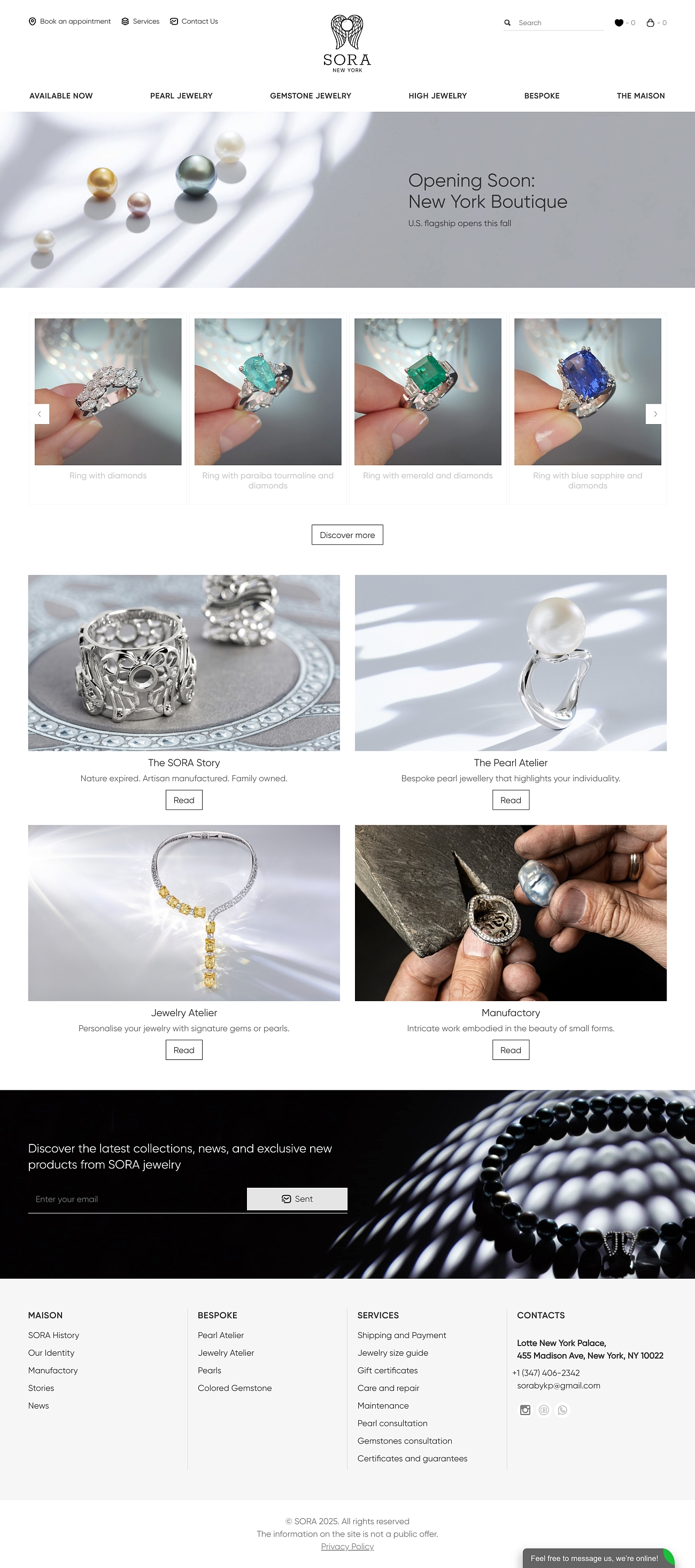 Скриншот сайта Английская версия сайта ювелирного дома Ксении Поднебесной